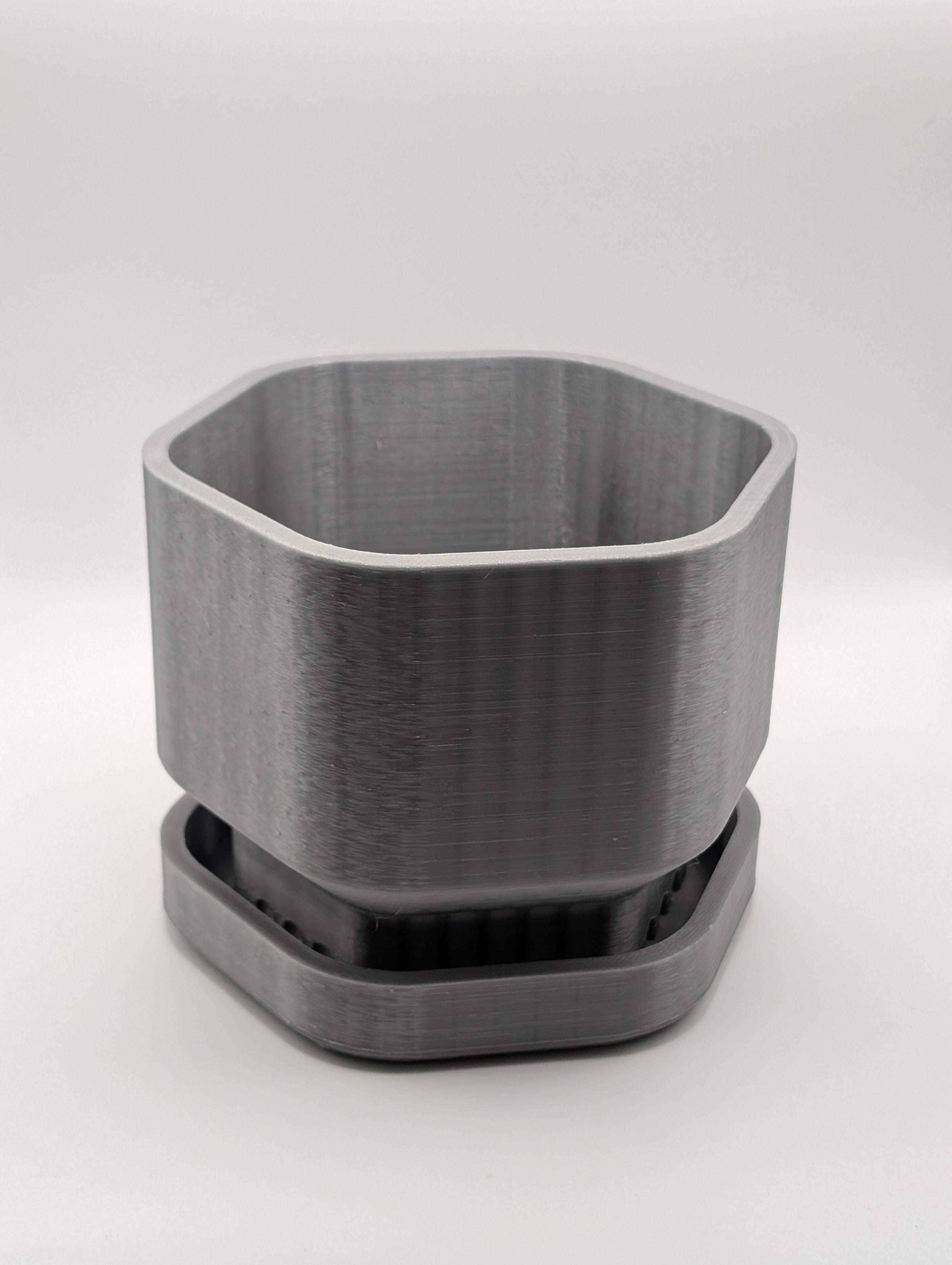 Silver Hexagon 3D Printed Planter