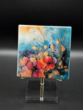 Flower Design Ceramic Coaster with Cork Backing