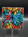 Stained Glass Design Ceramic Coaster with Cork Backing