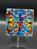 Stained Glass Design Ceramic Coaster with Cork Backing