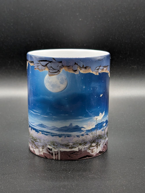 12 oz Ceramic Mug – Moonlight 3D Design