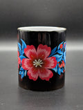 12 oz Ceramic Mug – Flower 3D Design (Black Background)