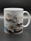12 oz Ceramic Mug – 3D Flowers & Trees Design