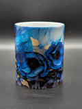 12 oz Ceramic Mug – Blue Roses Design