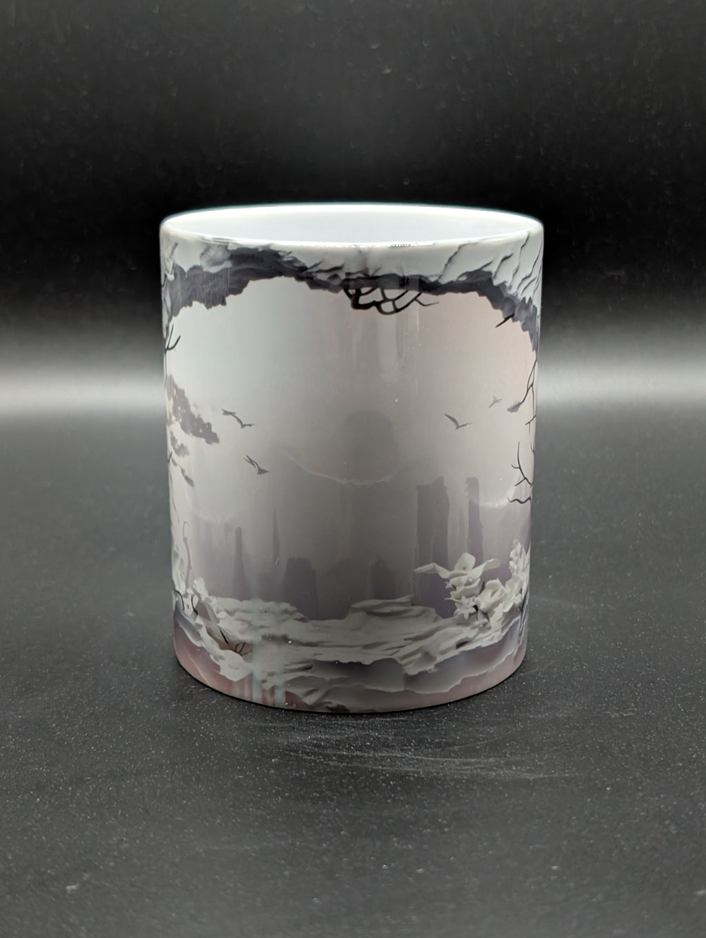 12 oz Ceramic Mug – 3D Flowers & Trees Design