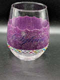 Personalized Purple Glitter Wine Glass