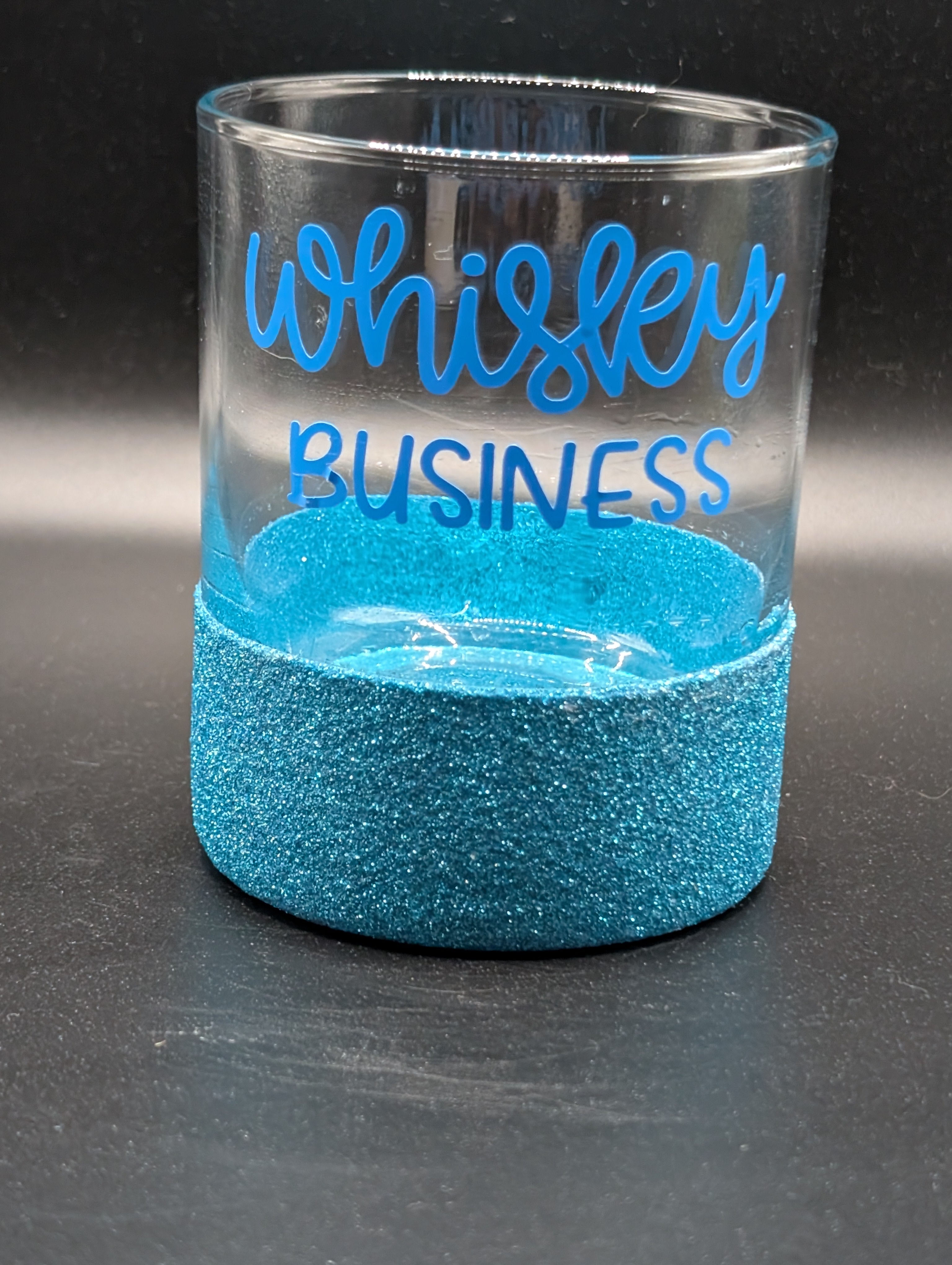 Blue Glitter Decorated Whiskey Glass