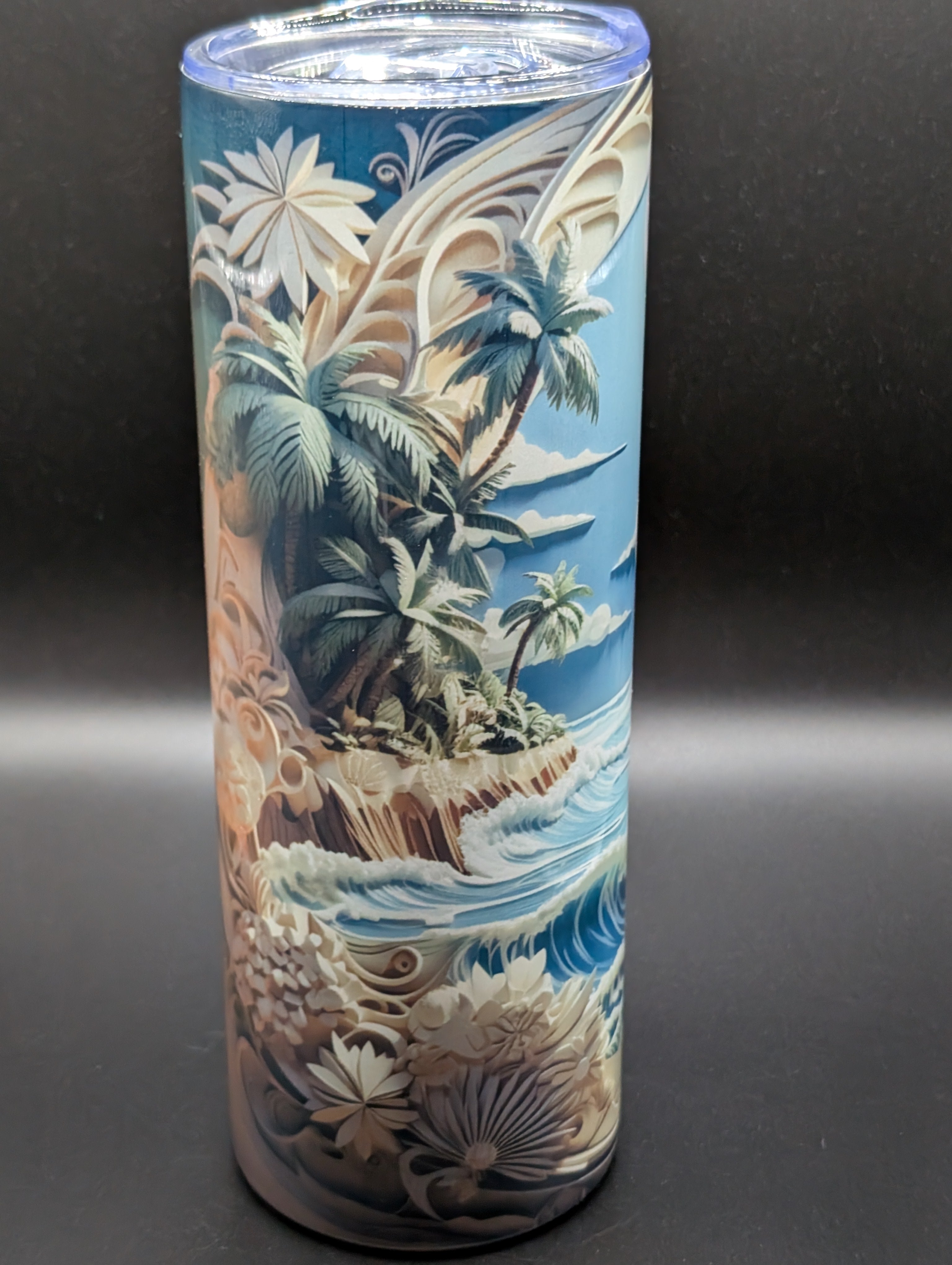 20 oz Straight Skinny Tumbler – Beach Design (Personalizable)