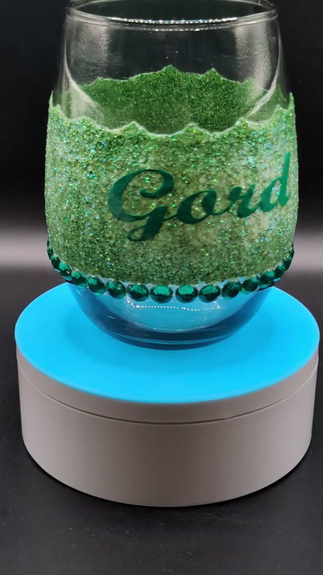 Personalized Green Glitter Wine Glass