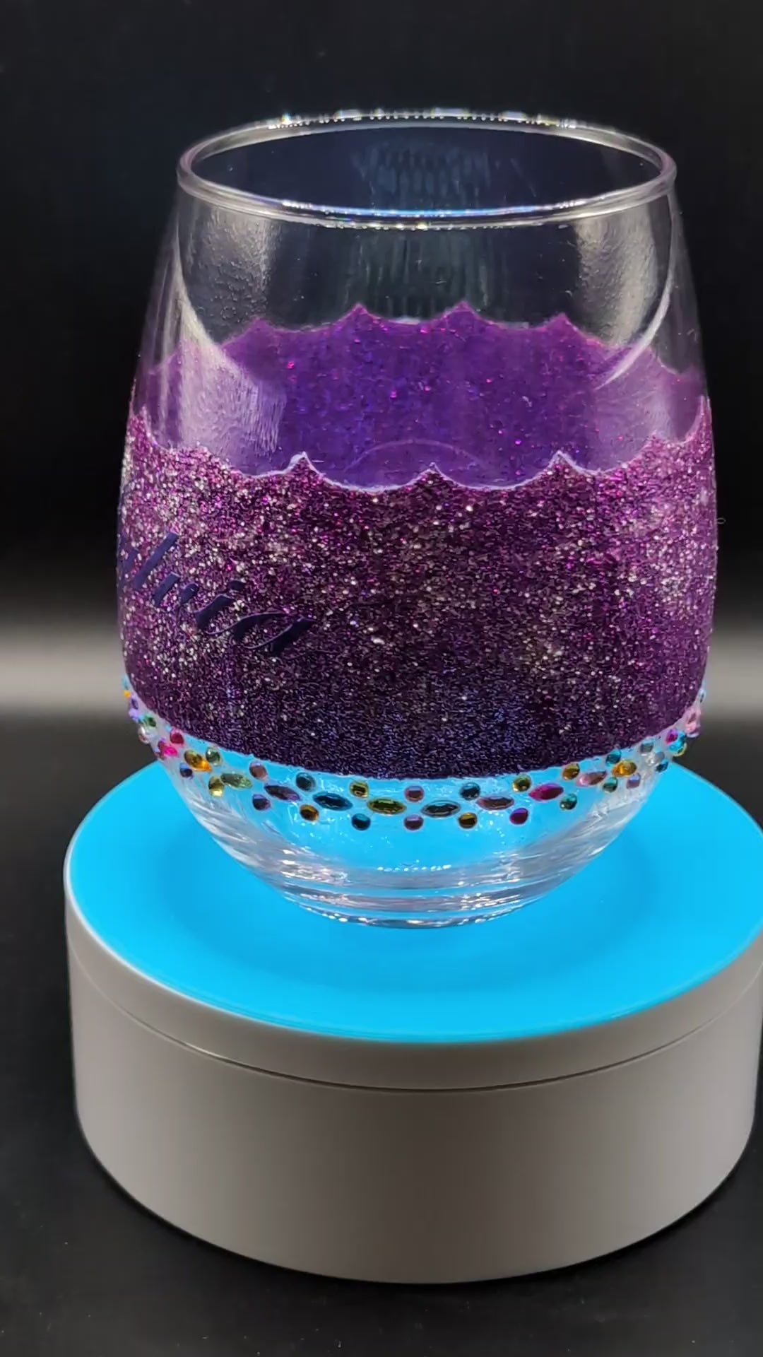 Personalized Purple Glitter Wine Glass