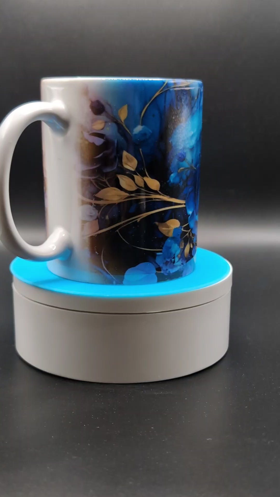 12 oz Ceramic Mug – Blue Roses Design