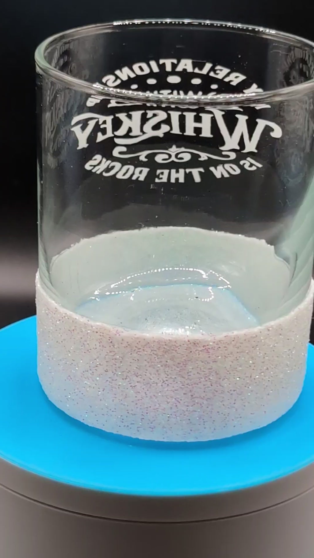 White Glitter Decorated Whiskey Glass