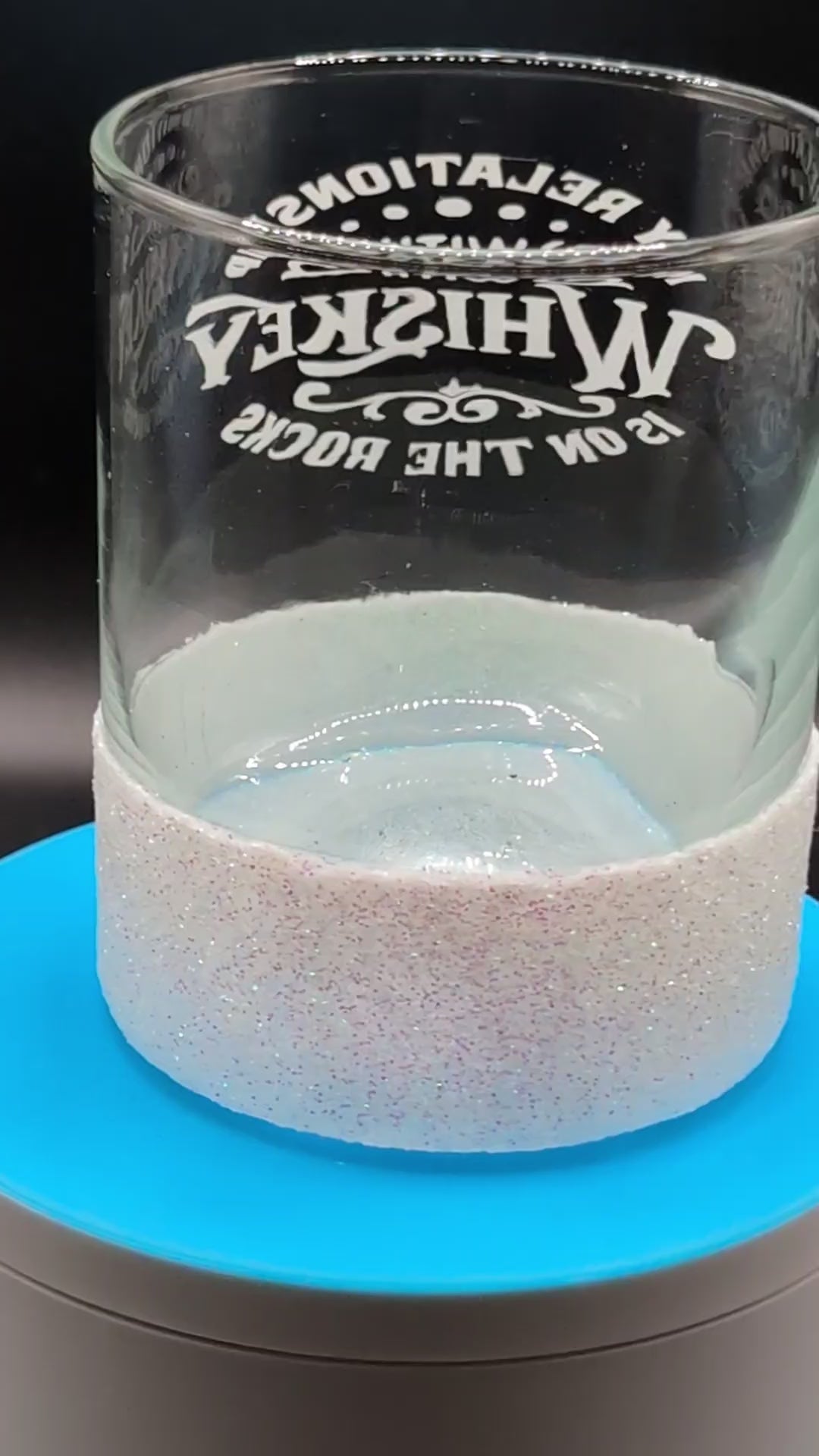 White Glitter Decorated Whiskey Glass