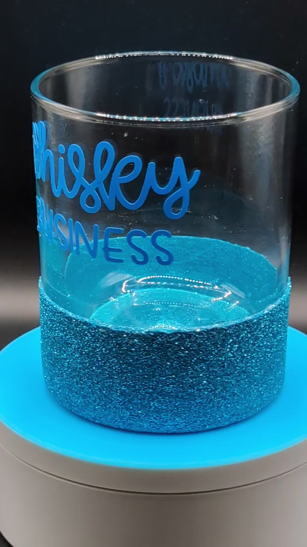 Blue Glitter Decorated Whiskey Glass