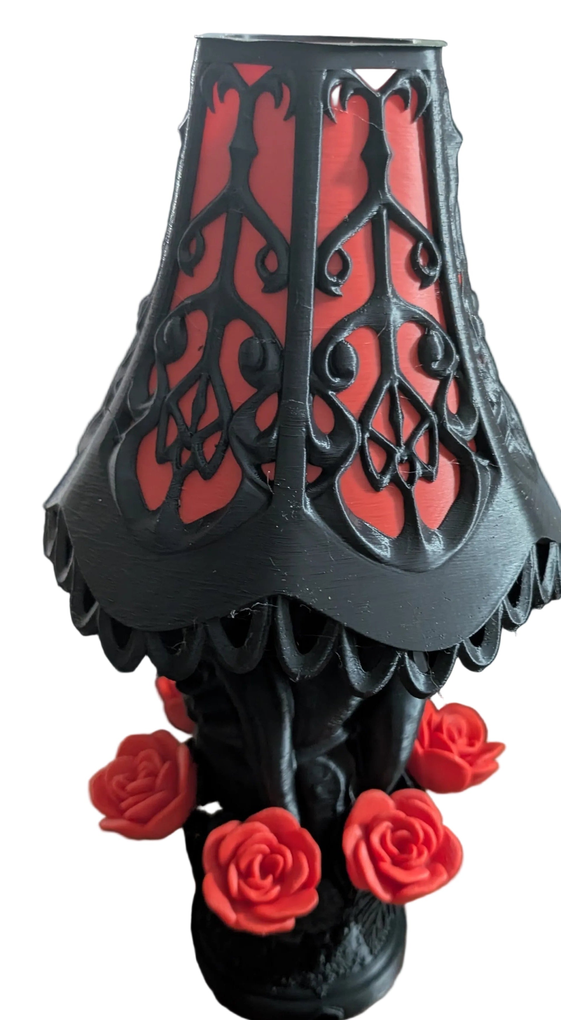 Black Heart Lamp with Rose Design